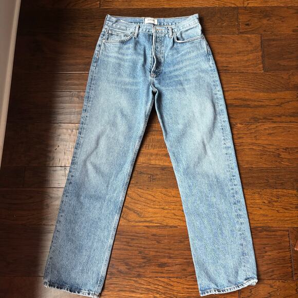 Agolde 90’s Pinch Waist High Rise Straight Jeans Navigate Sz 28 - Picture 2 of 12